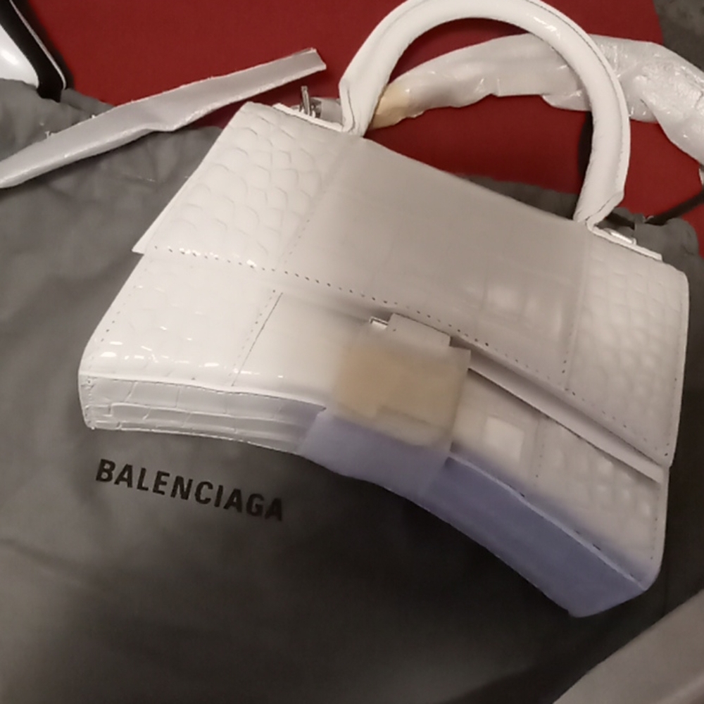 White Balenciaga clutch
